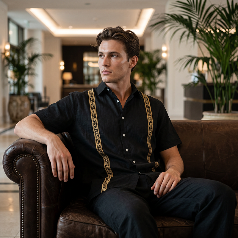 👔50% OFF!✨Men's Breathable Shirt & Pants 2-Piece Set