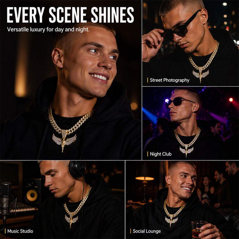 Men's Sprakling Rhinestone Pendant Necklace