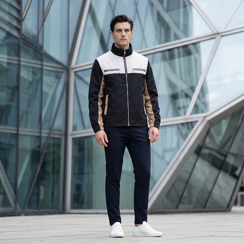 Men's Color Block Stand Collar Jacket