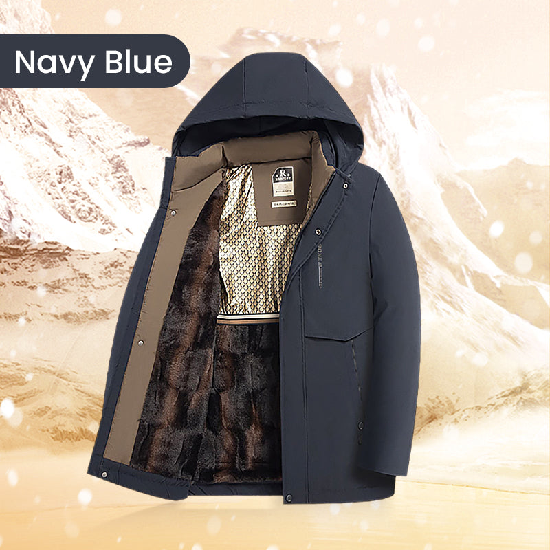Men's parka coat with thermal hood