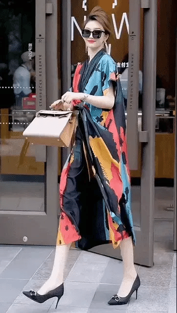 Printed Belt Silk Dress