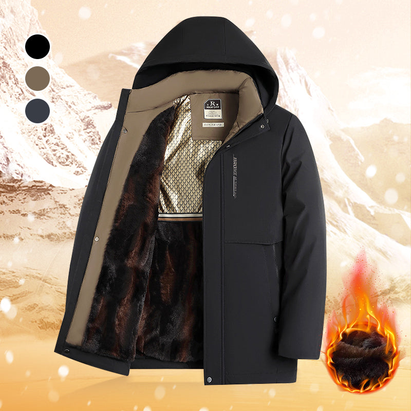 Men's parka coat with thermal hood