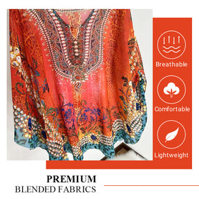 V-Neck Boho Print Ruffle Dress