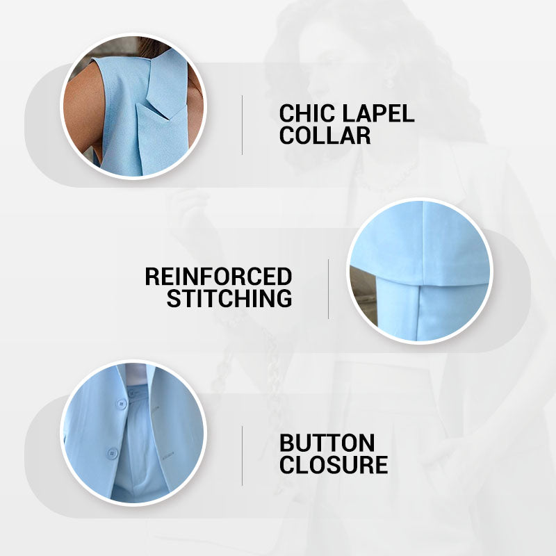 ⏰Last Day Sale 💖Women’s Stylish Sleeveless Blazer & High-Waisted Pants Set