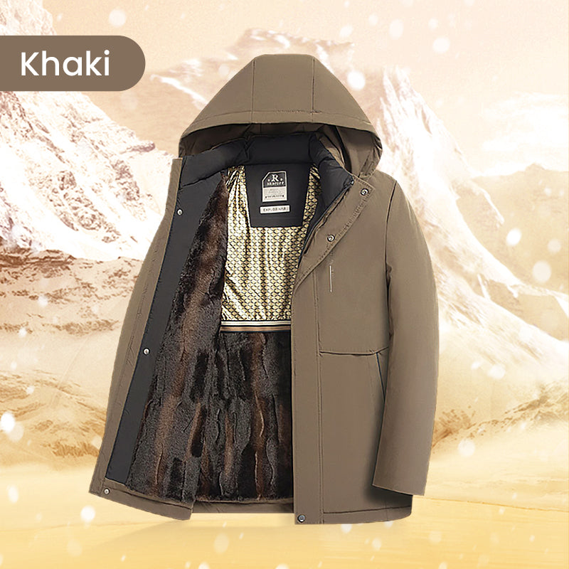 Men's parka coat with thermal hood