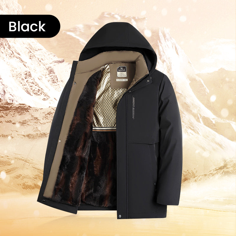 Men's parka coat with thermal hood
