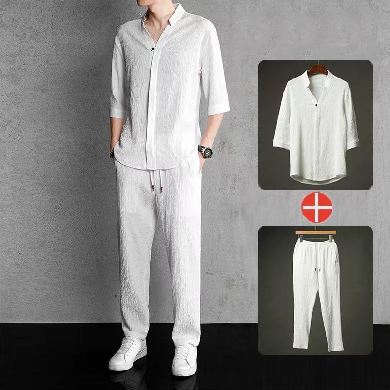 Men's 2 Pieces Set Summer Linen Outfits