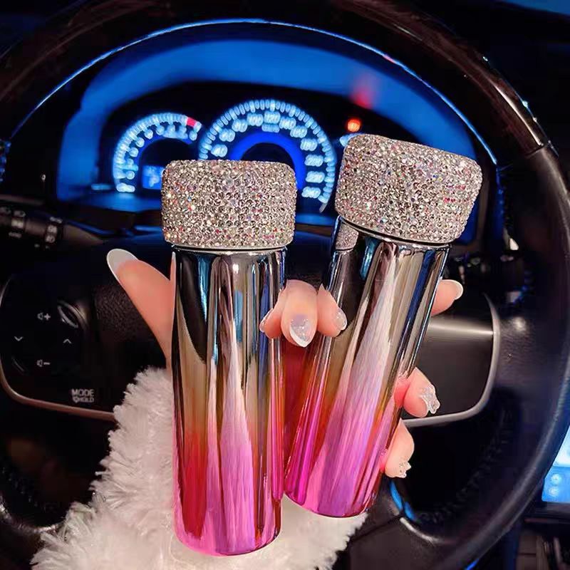 Elegant Lady Portable Diamond Wall Stainless Steel Bottle