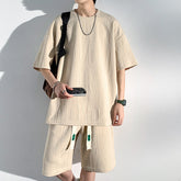 ✨Men's cotton Casual Loose Outfits Short  2 Pieces Suit👕