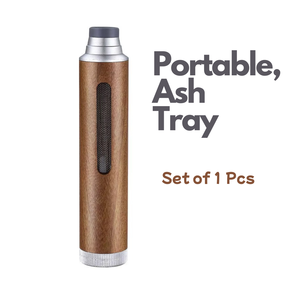 Wood Portable Handheld Aluminium Ashtray