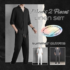 Men's 2 Pieces Set Summer Linen Outfits