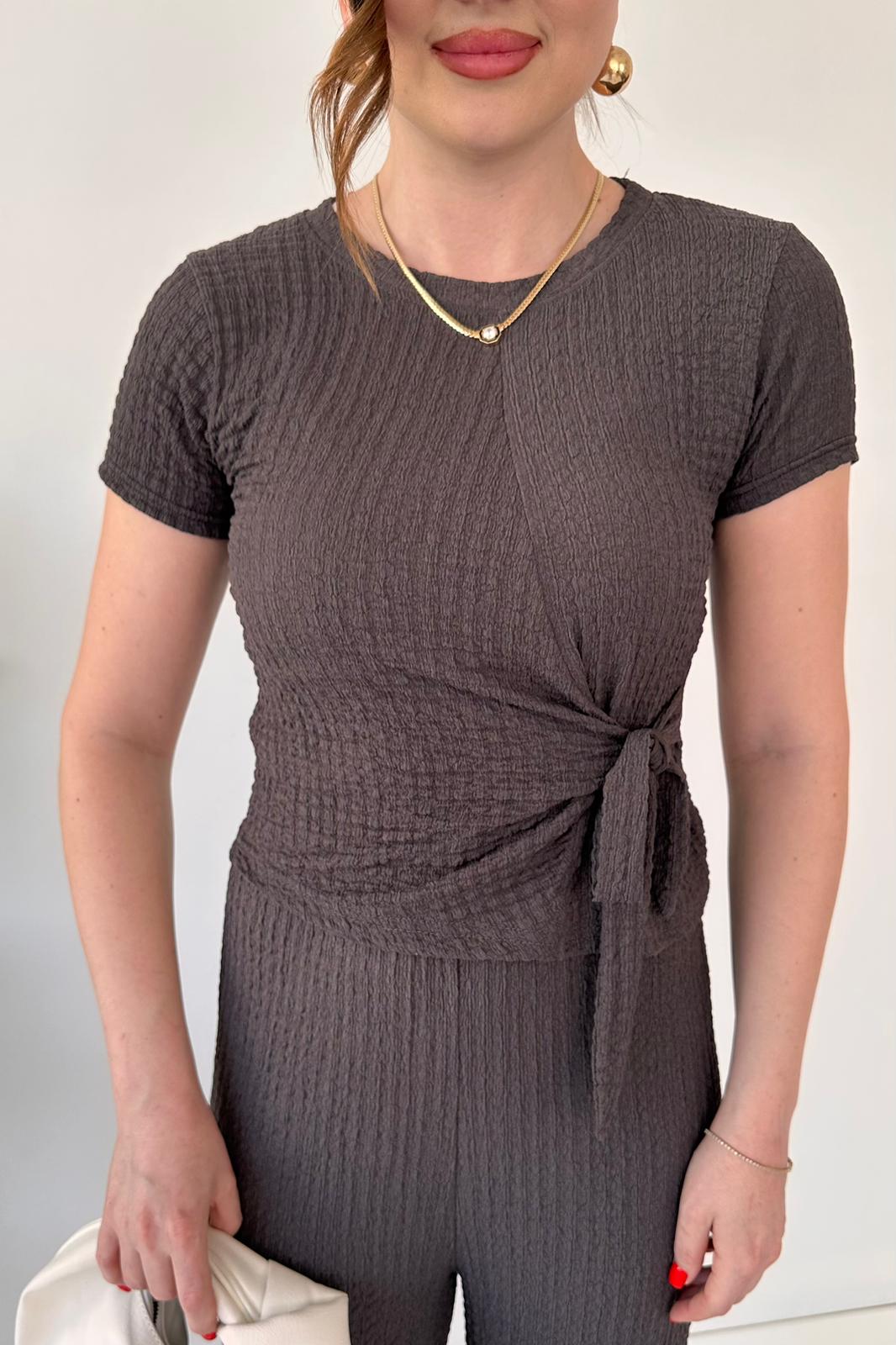 Textured Two-Piece Tie-Waist Lounge Set