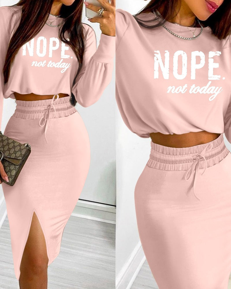 NOPE “Not Today” Two-Piece Crop &amp; Skirt Set