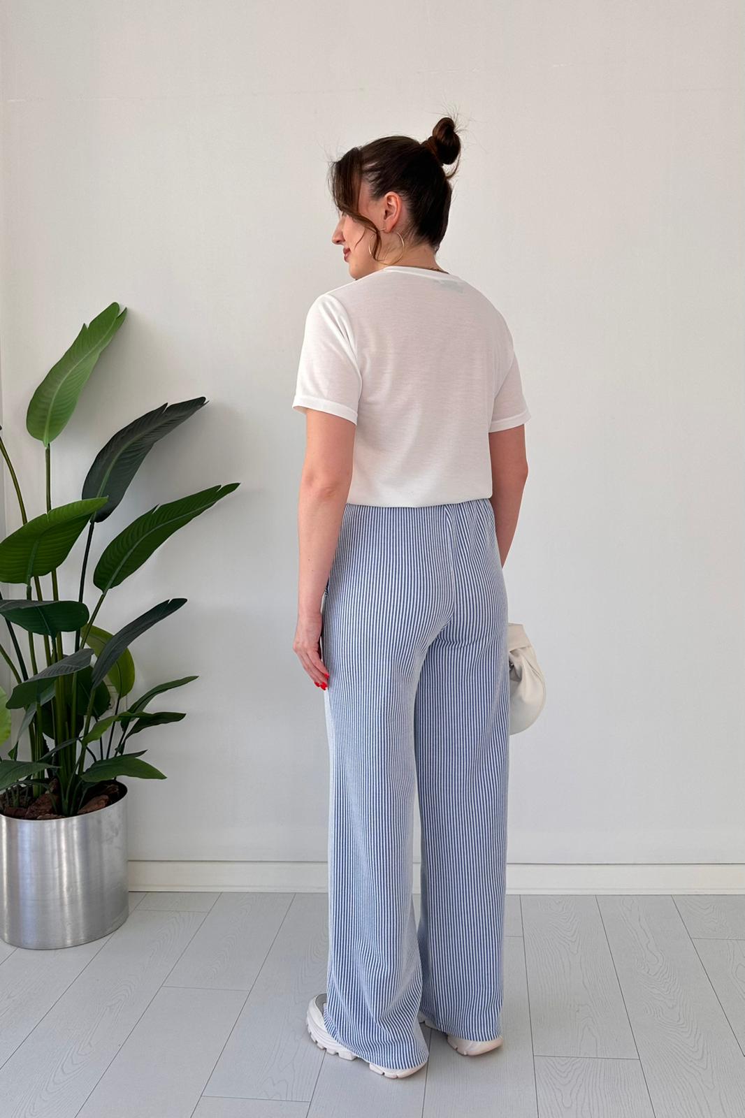 Cotton Embroidered Heart Tee & Striped Pants Set