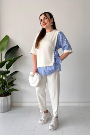 2025 New Design👗 Stylish Short Sleeve Garnished 2-piece Suit
