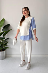 2025 New Design👗 Stylish Short Sleeve Garnished 2-piece Suit
