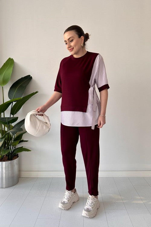 2025 New Design👗 Stylish Short Sleeve Garnished 2-piece Suit