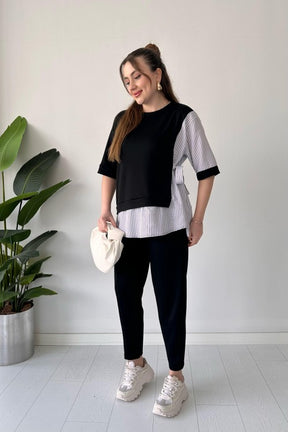 2025 New Design👗 Stylish Short Sleeve Garnished 2-piece Suit