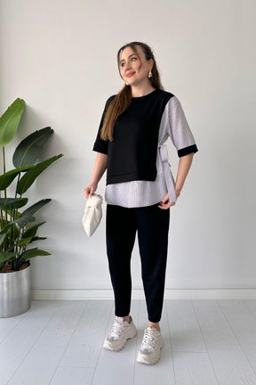 2025 New Design👗 Stylish Short Sleeve Garnished 2-piece Suit