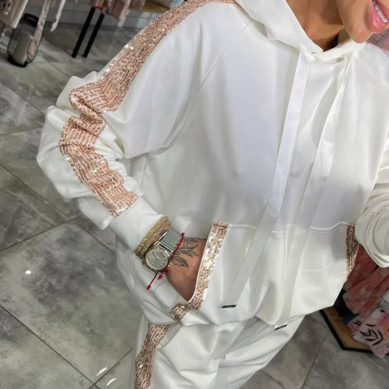 🔥2025 Hot Sale🔥Women's 2 Piece Set Drawstring Hooded Tops & Pants
