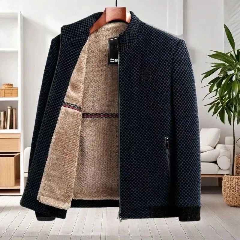 Warm winter synthetic jacket with fleece lining