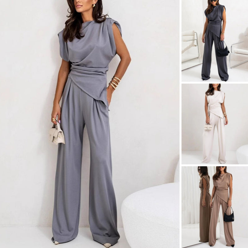 Women solid-colored two-piece set