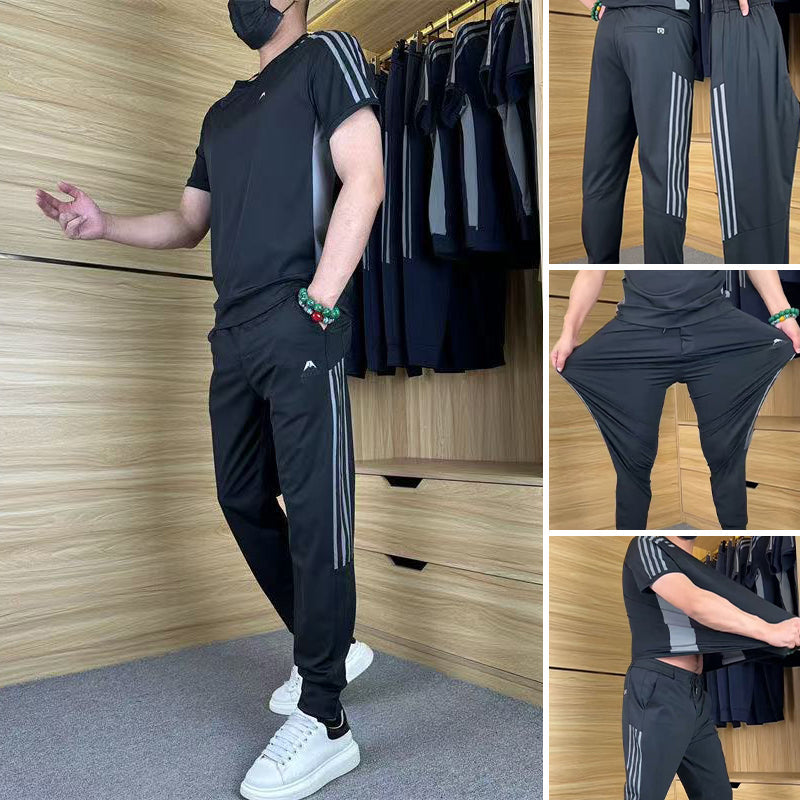 🌴Summer Specials❄️Men's Casual Sports Short Sleeve Long Pants (2-Piece Set)