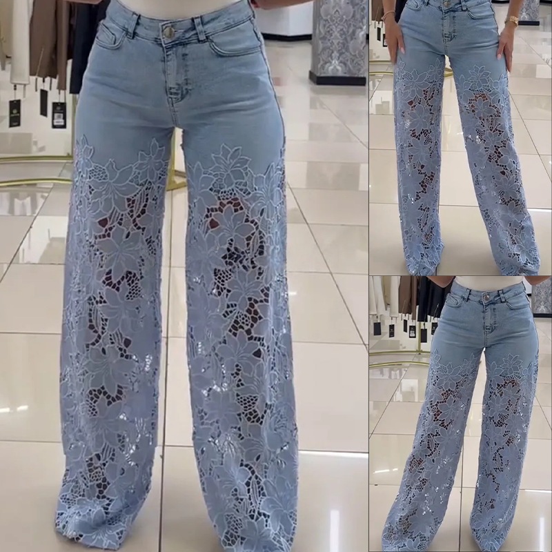 💃Summer fashion forward🌸🔥 Spliced jeans with lace