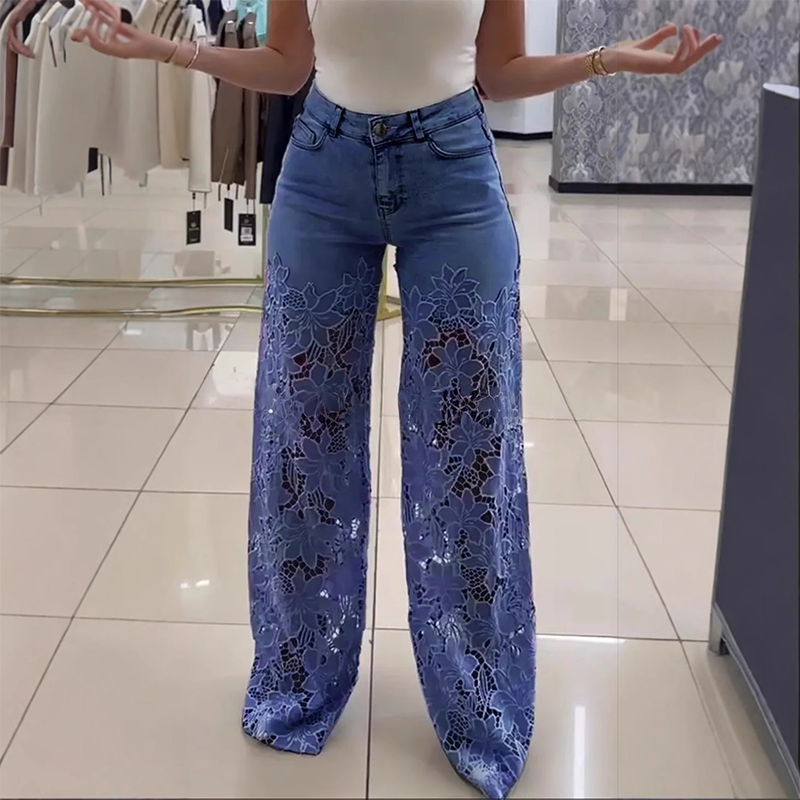 💃Summer fashion forward🌸🔥 Spliced jeans with lace