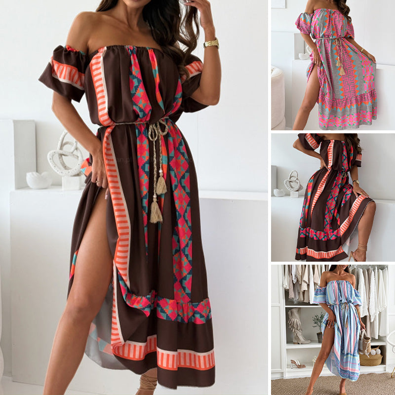 ⏳Time-limited Special⏰Casual Print Off-Shoulder Dress