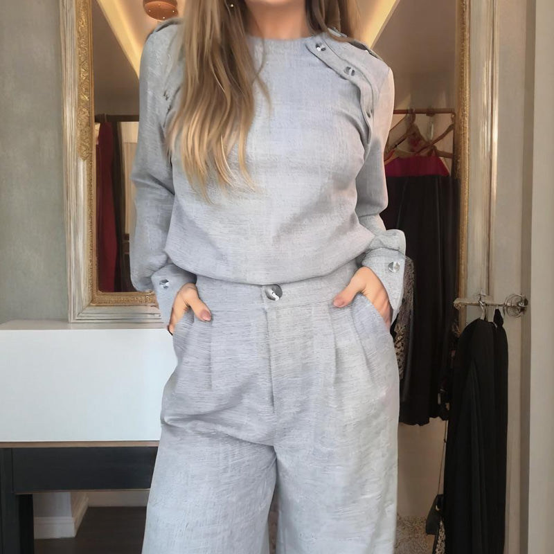 Women's Fashion Top & High-Waist Pants Set