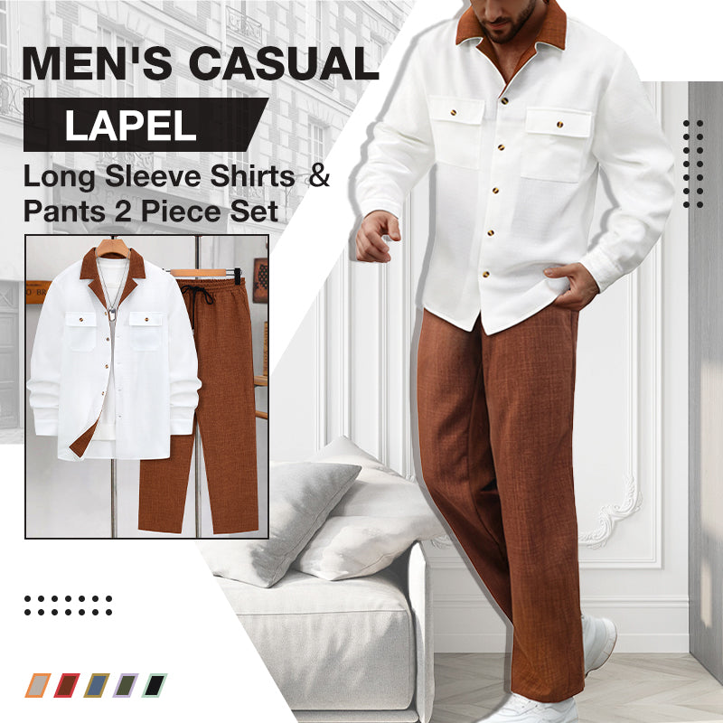 🔥Men's Casual Lapel Long Sleeve Shirts ＆ Pants 2-Piece Set🔥