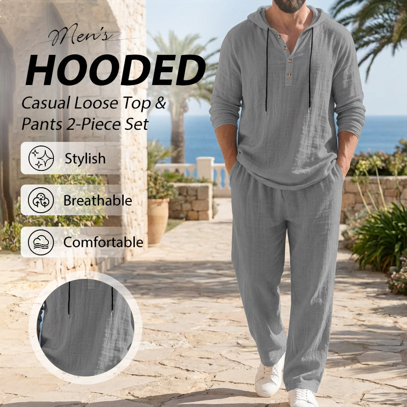 Men's Hooded Casual Loose Top & Pants 2-Piece Set - Image 1