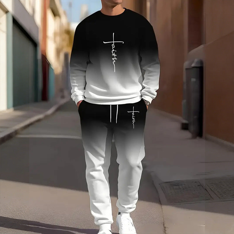 ⏰ Now only 48% off!🔥Men's tracksuit with round neck and gradient colors
