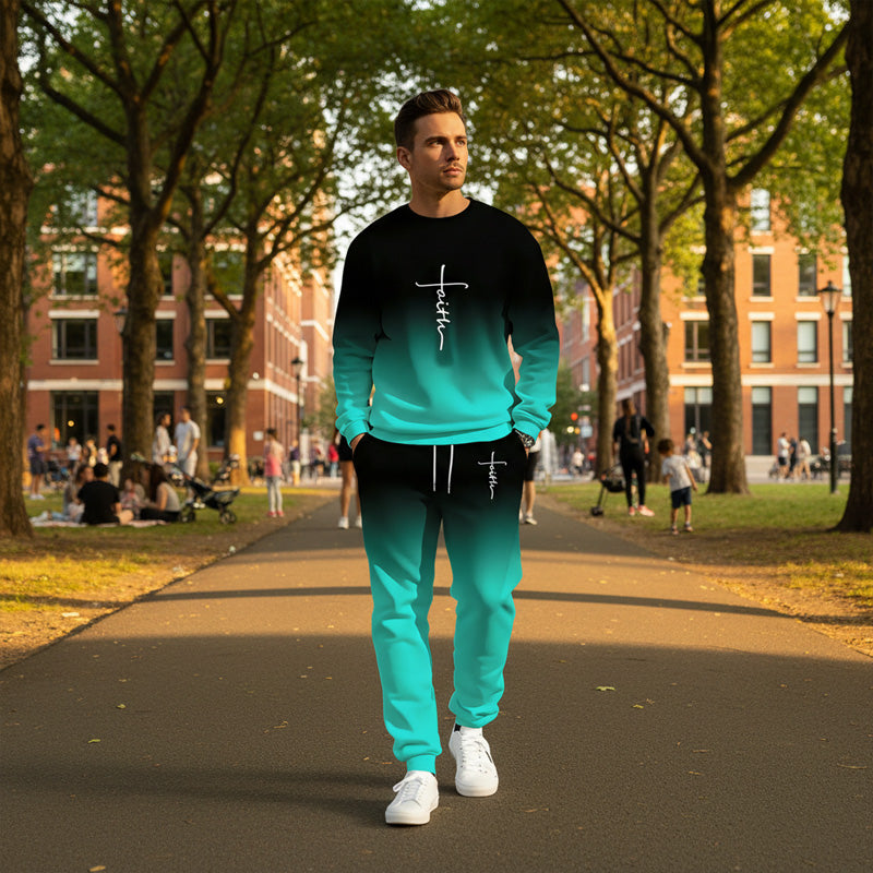 ⏰ Now only 48% off!🔥Men's tracksuit with round neck and gradient colors