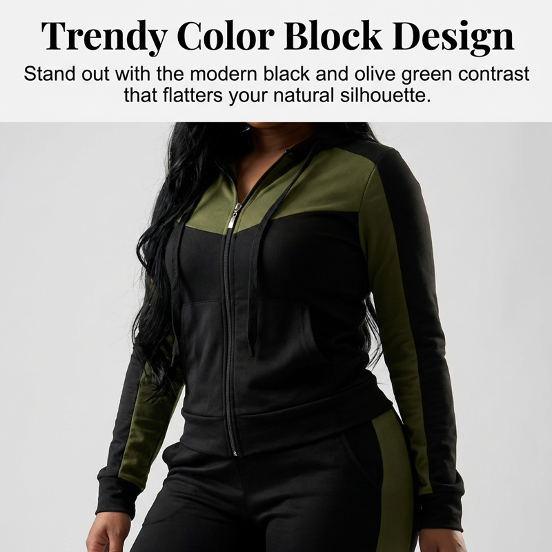 🔥Hot Sale Offers-Women's 2-Piece Color-Block Tracksuit Set