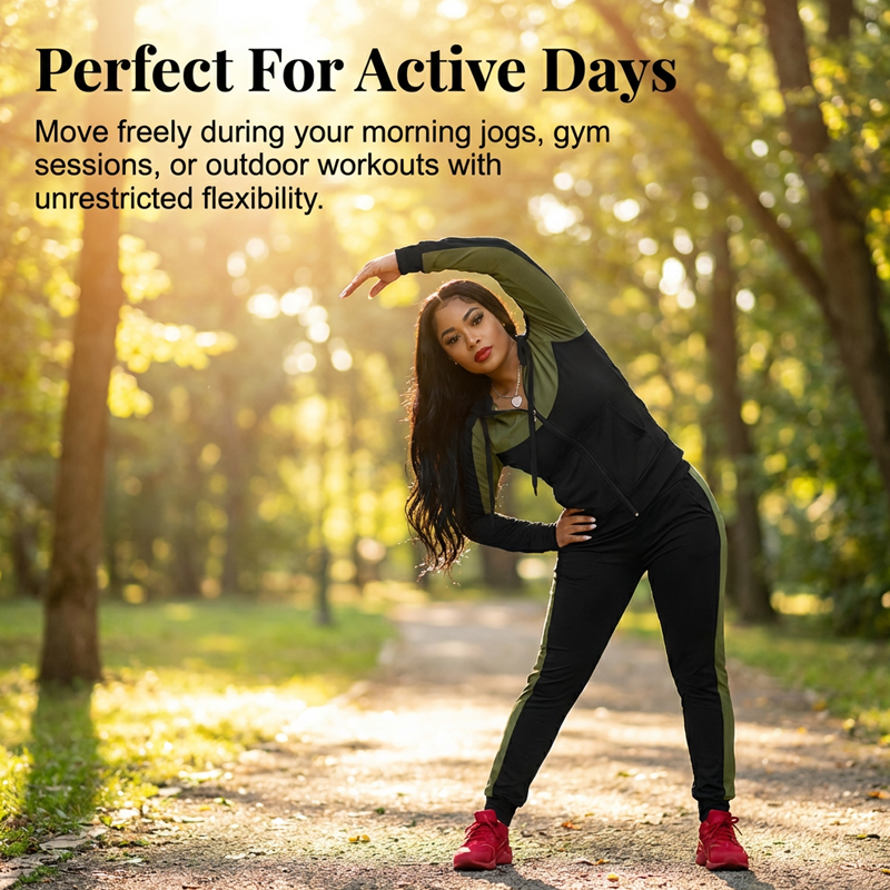 🔥Hot Sale Offers-Women's 2-Piece Color-Block Tracksuit Set
