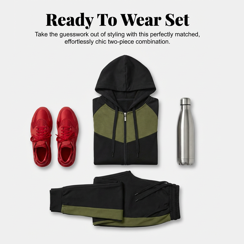 🔥Hot Sale Offers-Women's 2-Piece Color-Block Tracksuit Set