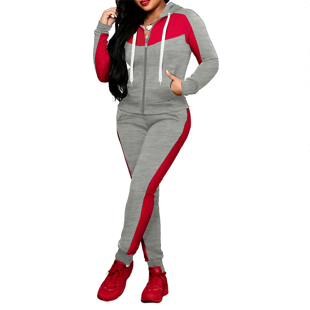 🔥Hot Sale Offers-Women's 2-Piece Color-Block Tracksuit Set