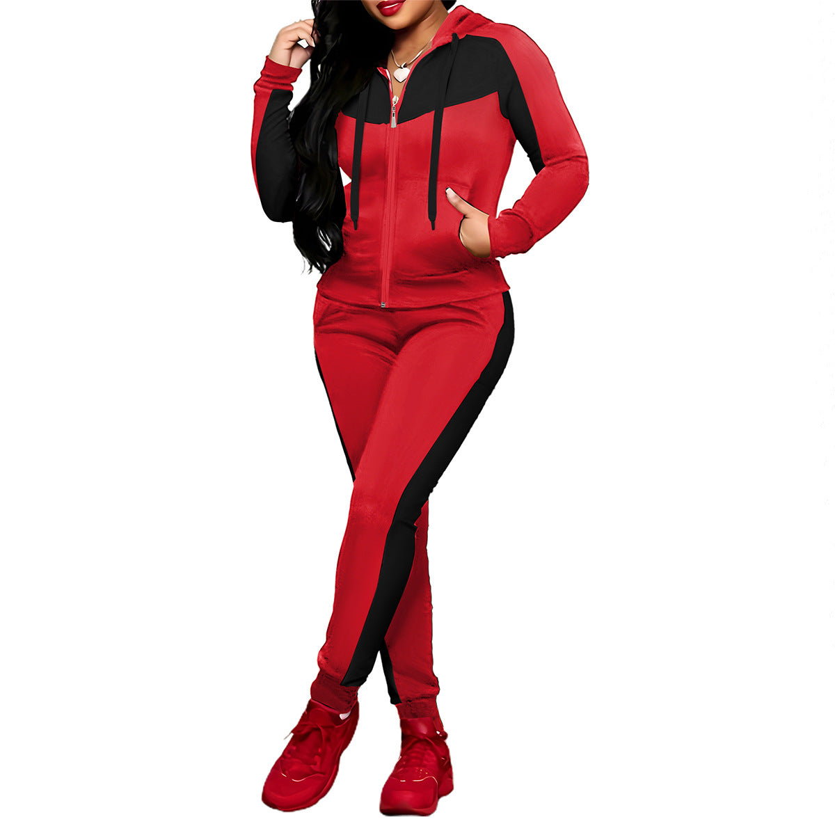 🔥Hot Sale Offers-Women's 2-Piece Color-Block Tracksuit Set