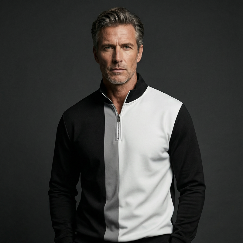 ⏳Time-Limited Special⏰Men's Color-Block Quarter-Zip Tracksuit Set