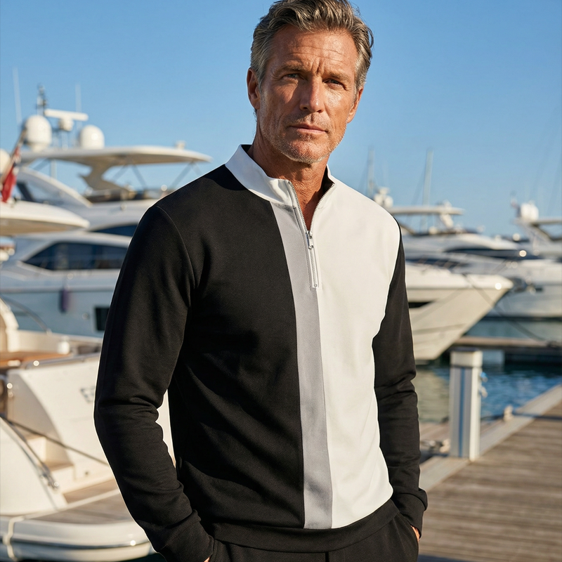 ⏳Time-Limited Special⏰Men's Color-Block Quarter-Zip Tracksuit Set