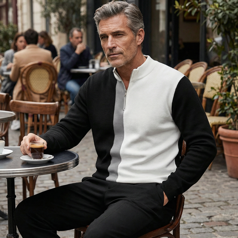 ⏳Time-Limited Special⏰Men's Color-Block Quarter-Zip Tracksuit Set