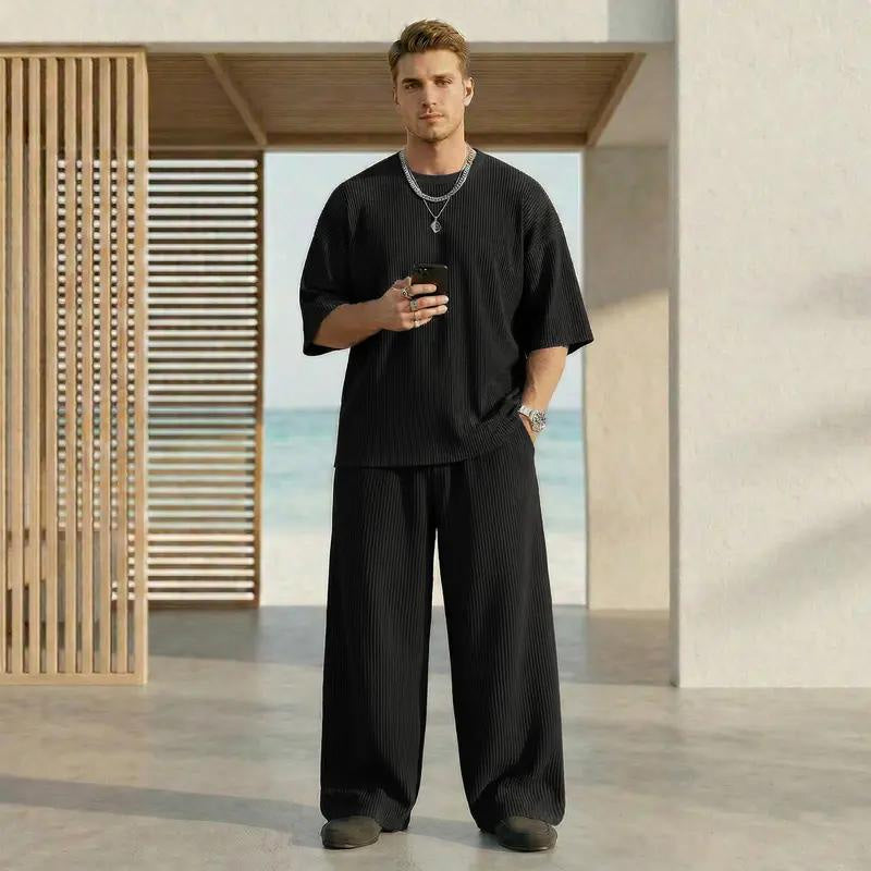 Men's Modern Casual Pleated Tracksuit