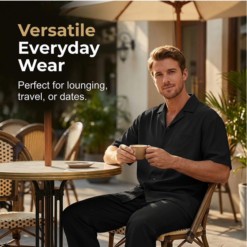👕 Men's casual 2-piece set, short-sleeved shirt and pants