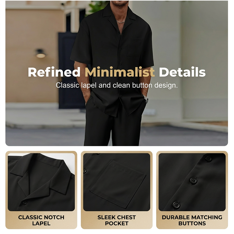 👕 Men's casual 2-piece set, short-sleeved shirt and pants