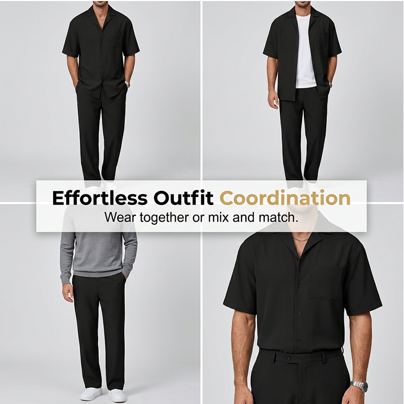 👕 Men's casual 2-piece set, short-sleeved shirt and pants