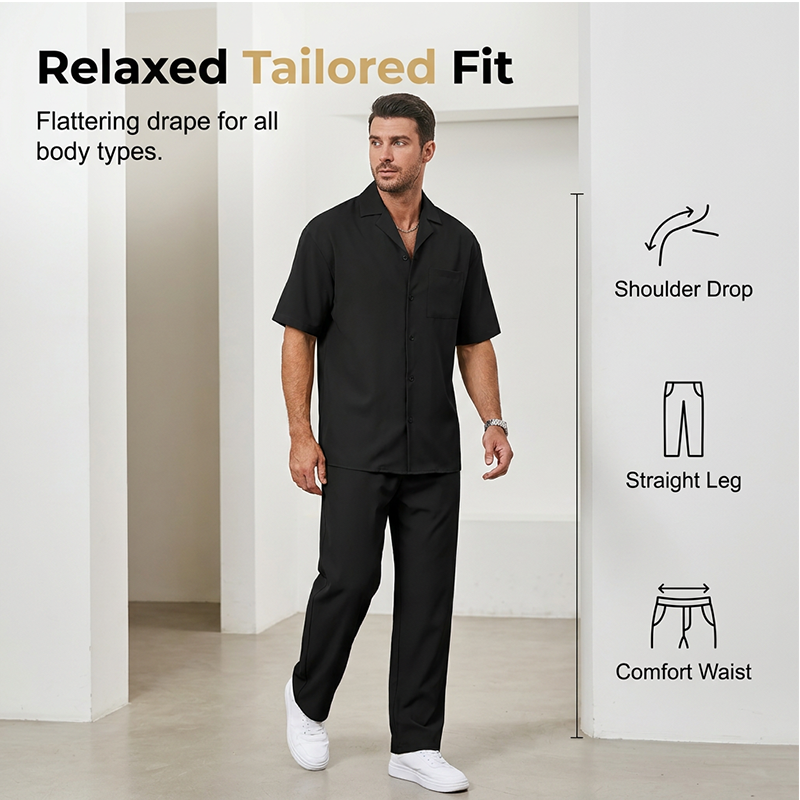 👕 Men's casual 2-piece set, short-sleeved shirt and pants