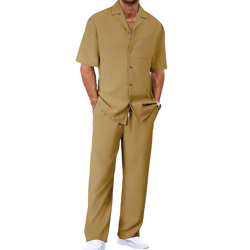 👕 Men's casual 2-piece set, short-sleeved shirt and pants