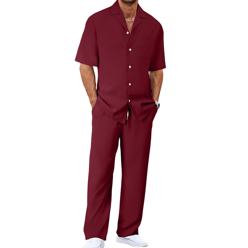 👕 Men's casual 2-piece set, short-sleeved shirt and pants